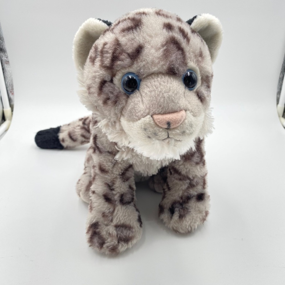 Wild Republic Plush Snow Leopard Cub 10" Stuffed Animal Spotted Gray Black Kids‎